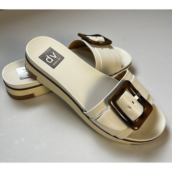 Dolce Vita Shoes - DV By Dolce Vita White Caster Sandal with Tortoise shell buckle size 9